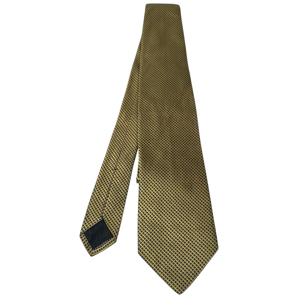Brooks Brothers 346 Tie 100% Silk‎ Yellow Blue Geometric - Made in USA
